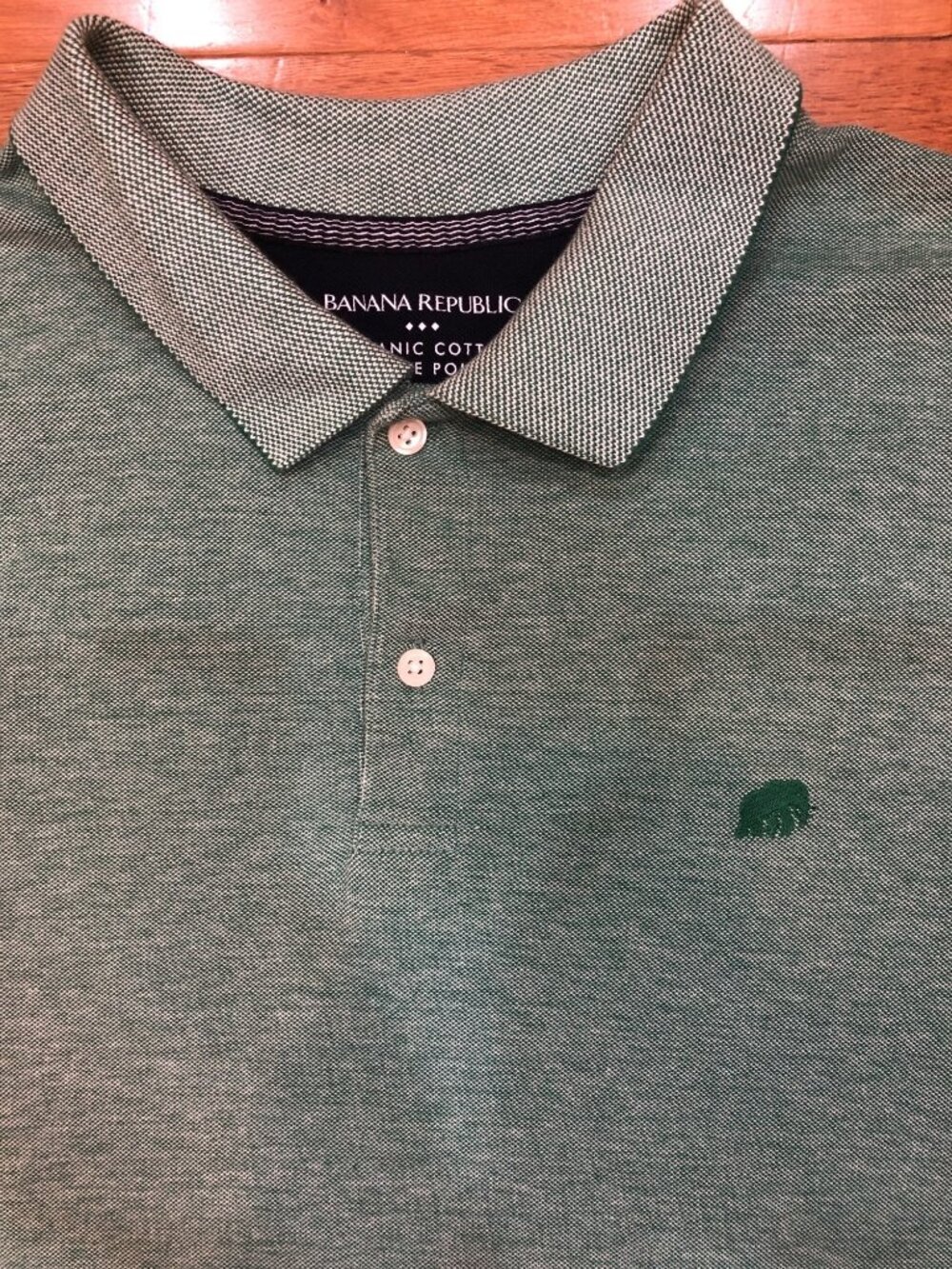 Banana Republic Organic Cotton Pique Green Short Sleeve Polo Size XL